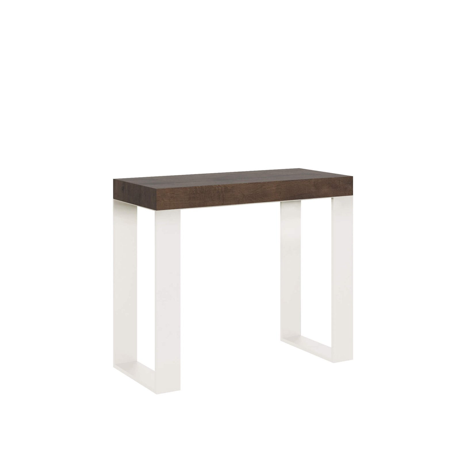 Consolle allungabile - TECNO Dimensioni: 90x40/196, Telaio: Bianco, Bordo: In tinta, Colore: Noce