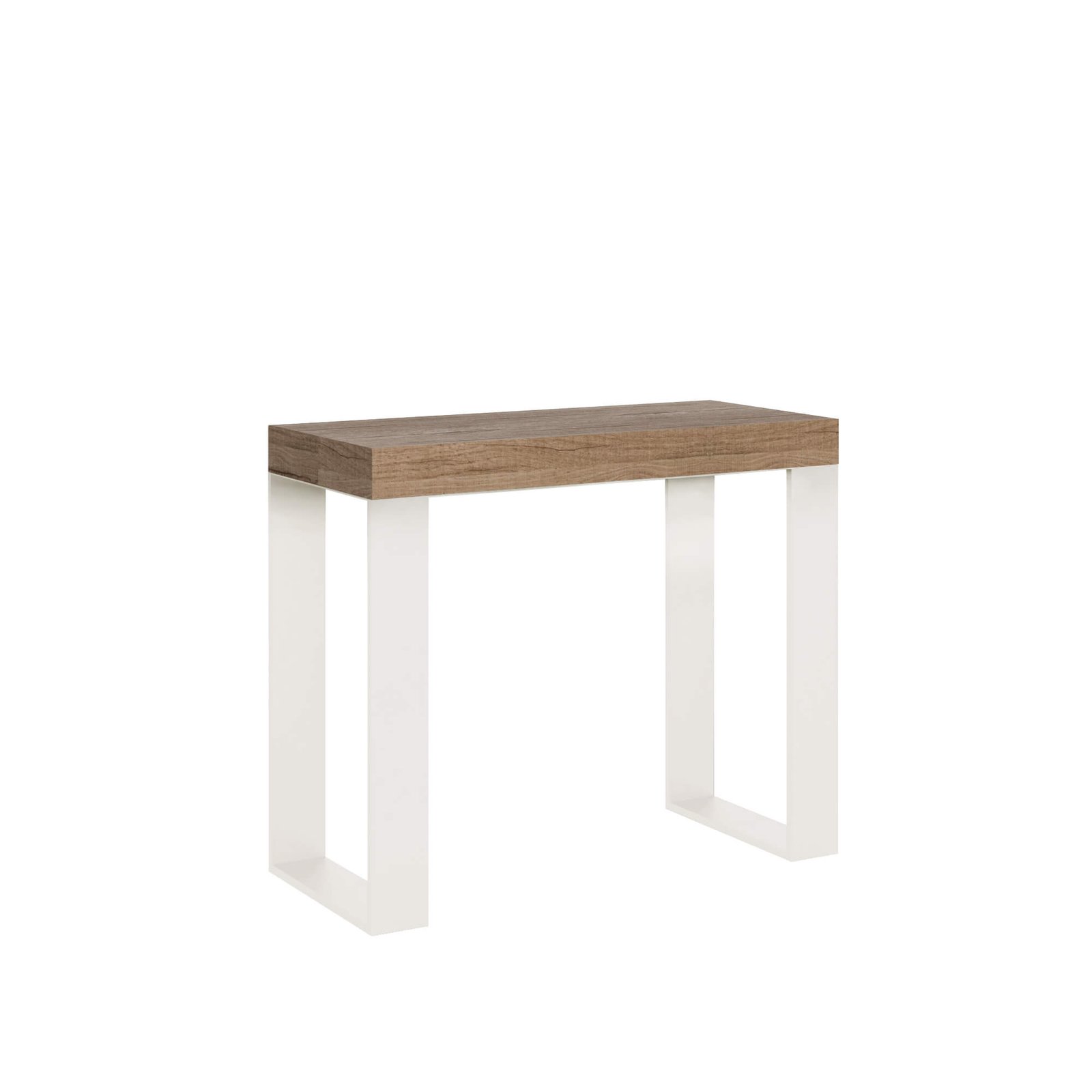 Consolle allungabile - TECNO Dimensioni: 90x40/196, Telaio: Bianco, Bordo: In tinta, Colore: Quercia Natura
