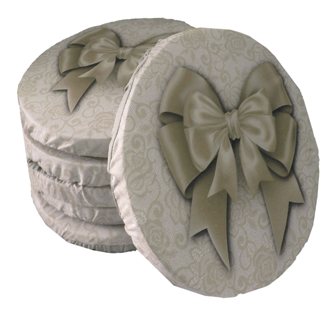 Set 6 Cuscini Sedie Rotondi Imbottiti Elastico Stampa 3D Fiocco Fiocchetti - Foto 3 di 7