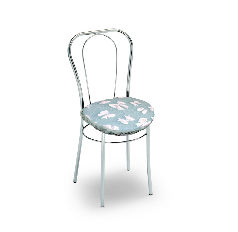 Set 6 Cuscini Sedie Rotondi Imbottiti Elastico Stampa 3D Fiocco Fiocchetti - Foto 7 di 7