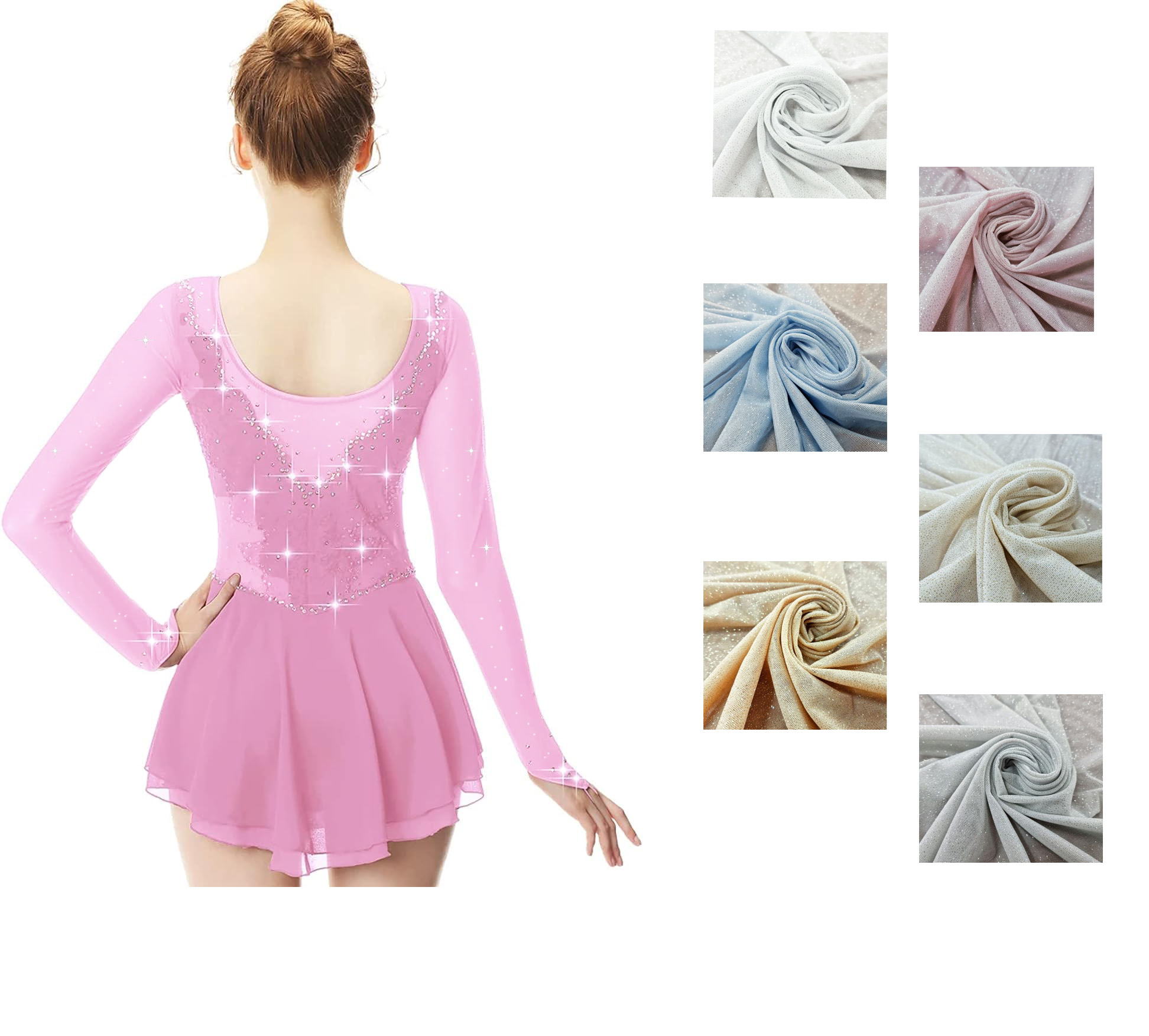 Tessuto Abbigliamento Rete Bielastica Body Ballo Danza Ginnastica Parigi GLITTER - Foto 5 di 10