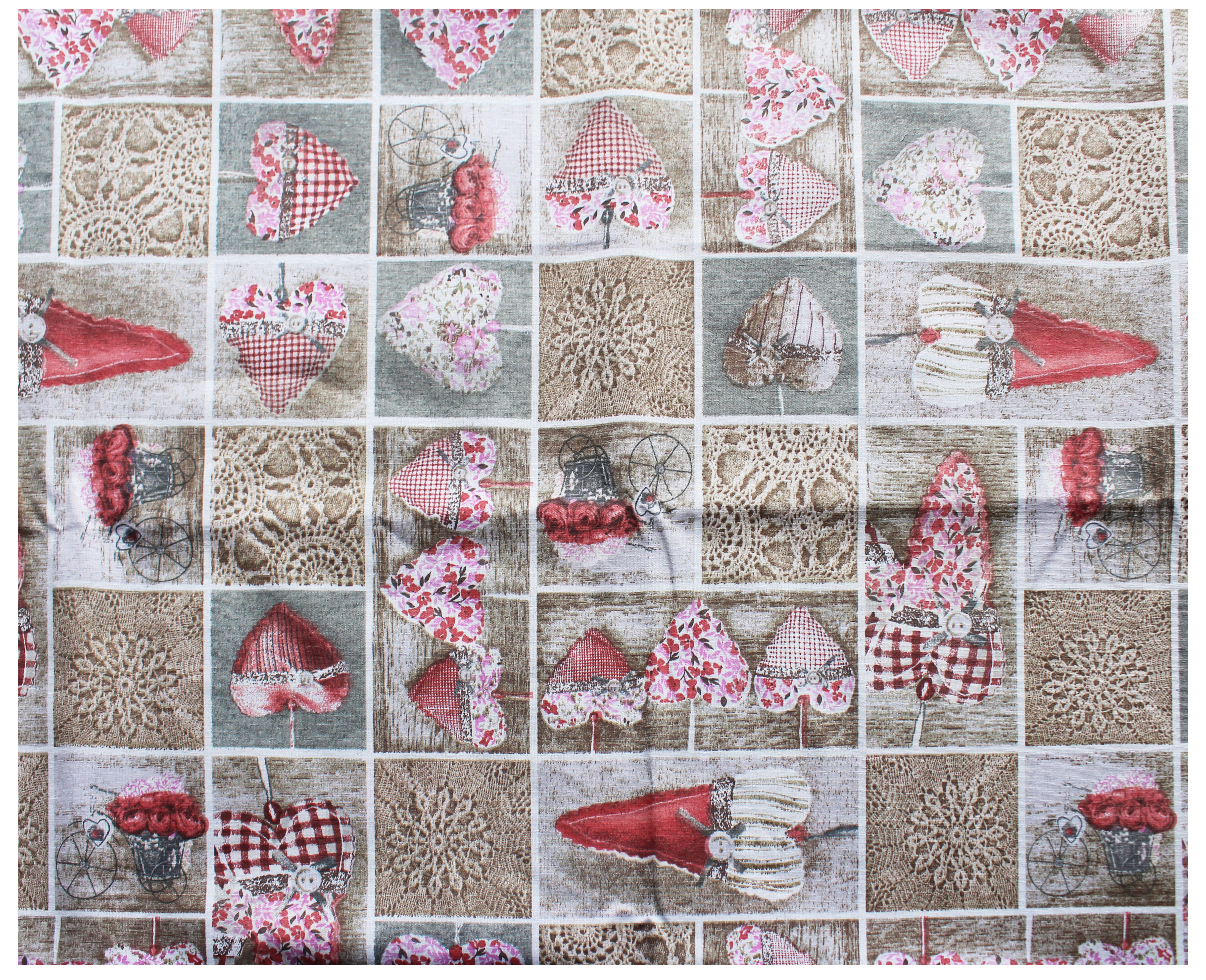 Tris Centrini E Runner Russo Tessuti - Motivo Cuori, Shabby Chic, Rosa, Policotone - Foto 10