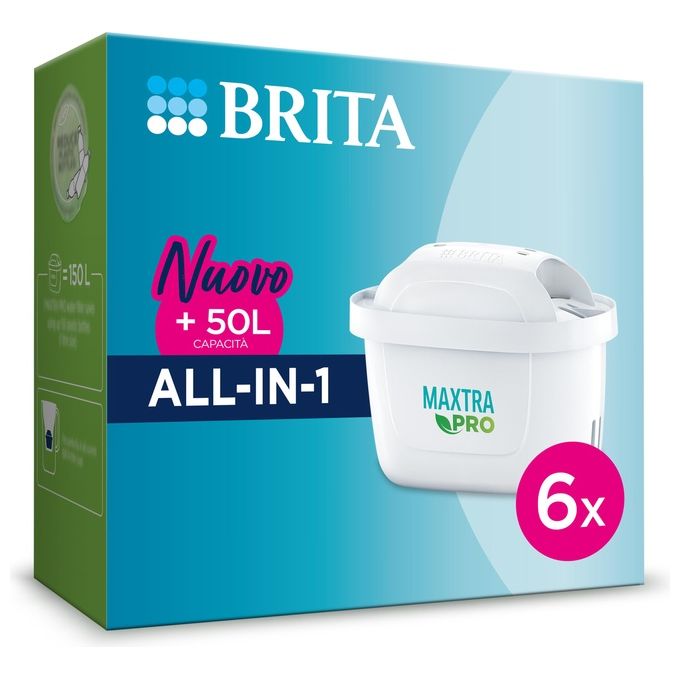 Brita Filtro per acqua MAXTRA PRO All-in-1 Pacchetto di risparmio semestrale da 6 filtri - NUOVO MAXTRA+ Riduce impurità, cloro, pesticidi e calcare p