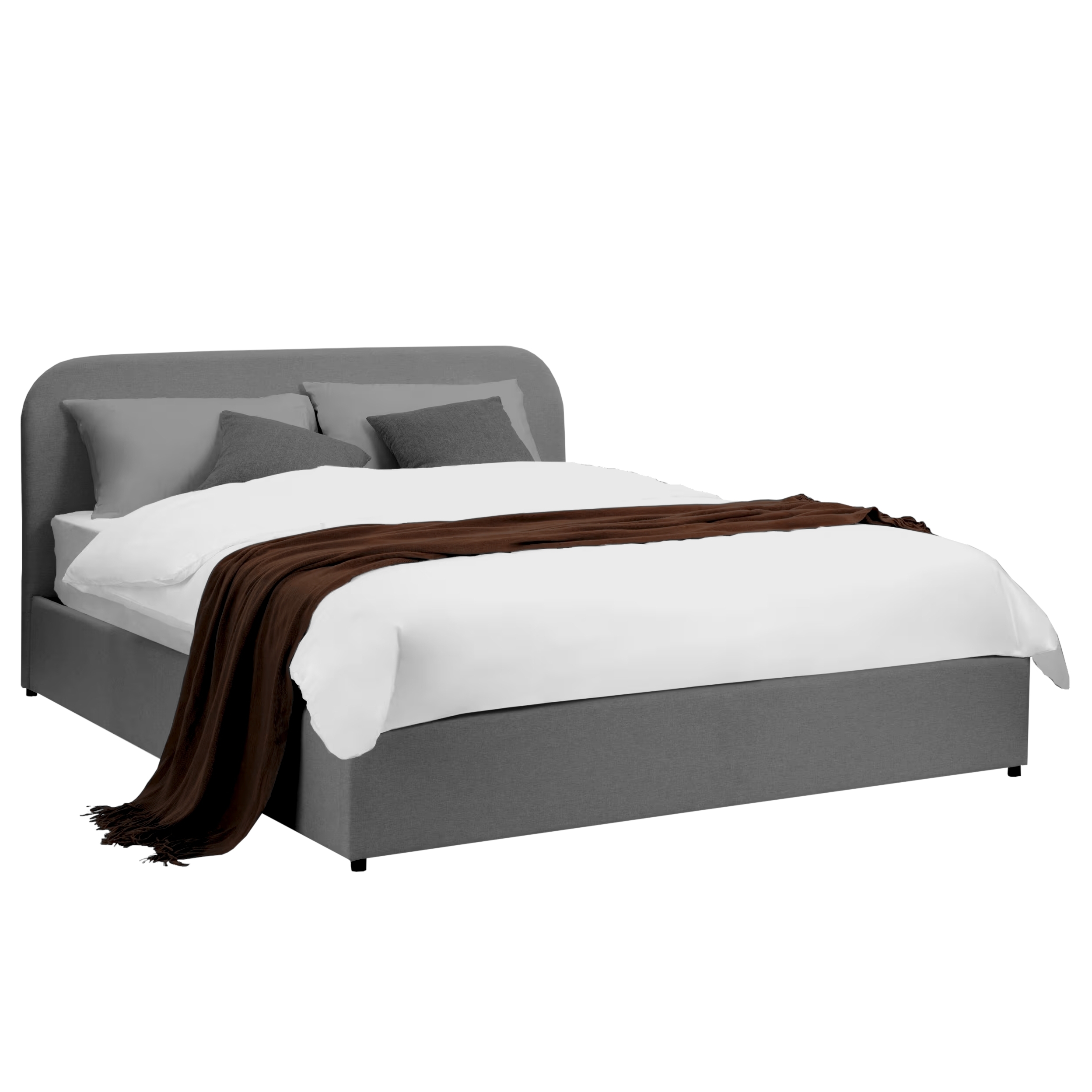 LETTO CON CONTENITORE ANDY MATRIMONIALE CM.160X190 IN TESSUTO COLORE GRIGIO