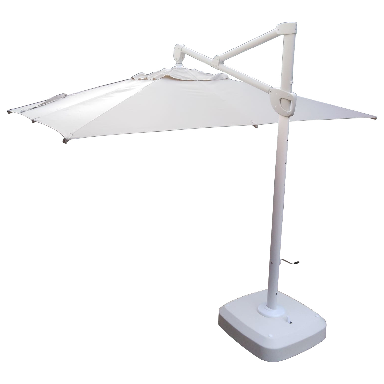 OMBRELLONE JESOLO A BRACCIO LATERALE GIREVOLE 360 GRADI MT.3.5X3 STRUTTURA IN ALLUMINIO BIANCO CON COPERTURA IN POLIESTERE GR.250MQ BEIGE