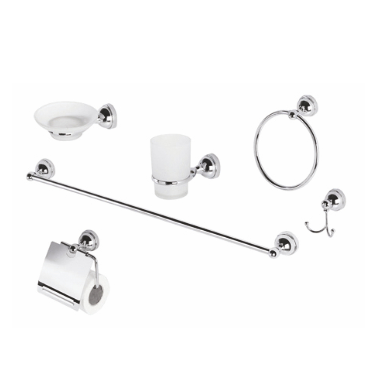 SET 6 ACCESSORI BAGNO NOVA CROMO / VETRO