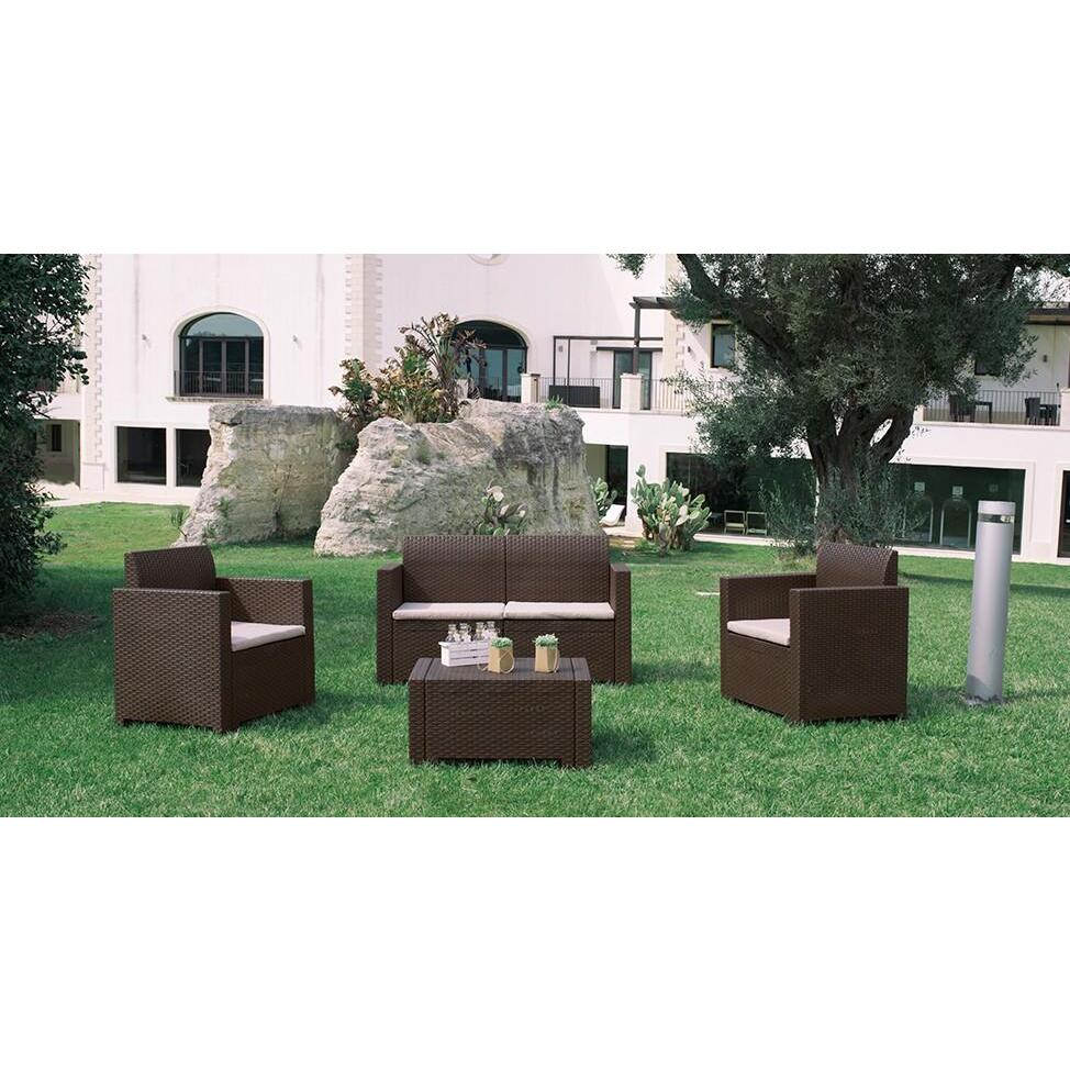 SET SALOTTO NEBRASKA MARRONE CON DIVANO 2 POSTI 2