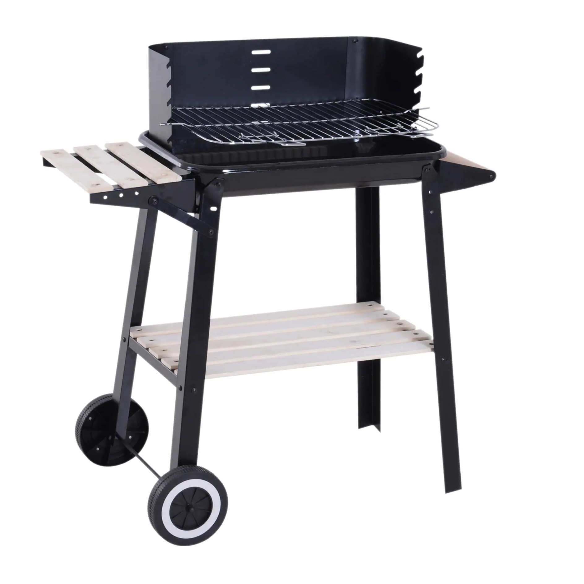 BARBECUE A CARBONE TENNESSEE CM.87X45X83H. CON RUOTE E PIANO DI APPOGGIO