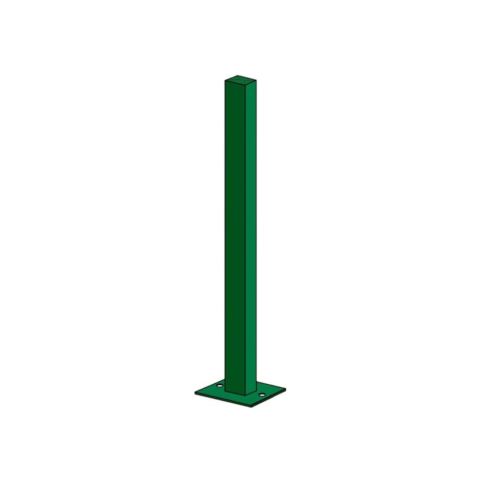 BUD - 1 PZ Palo quadro plastificato 60x40 con piastra per recinzione modulare
