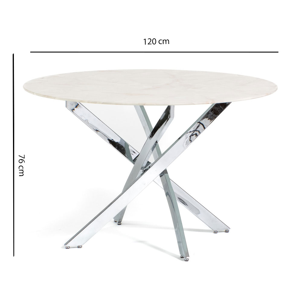 Tavolo Rotondo 120 cm Piano in Vetro, Gambe Incrociate Metallo Moderno KASPER - Foto 25 di 32