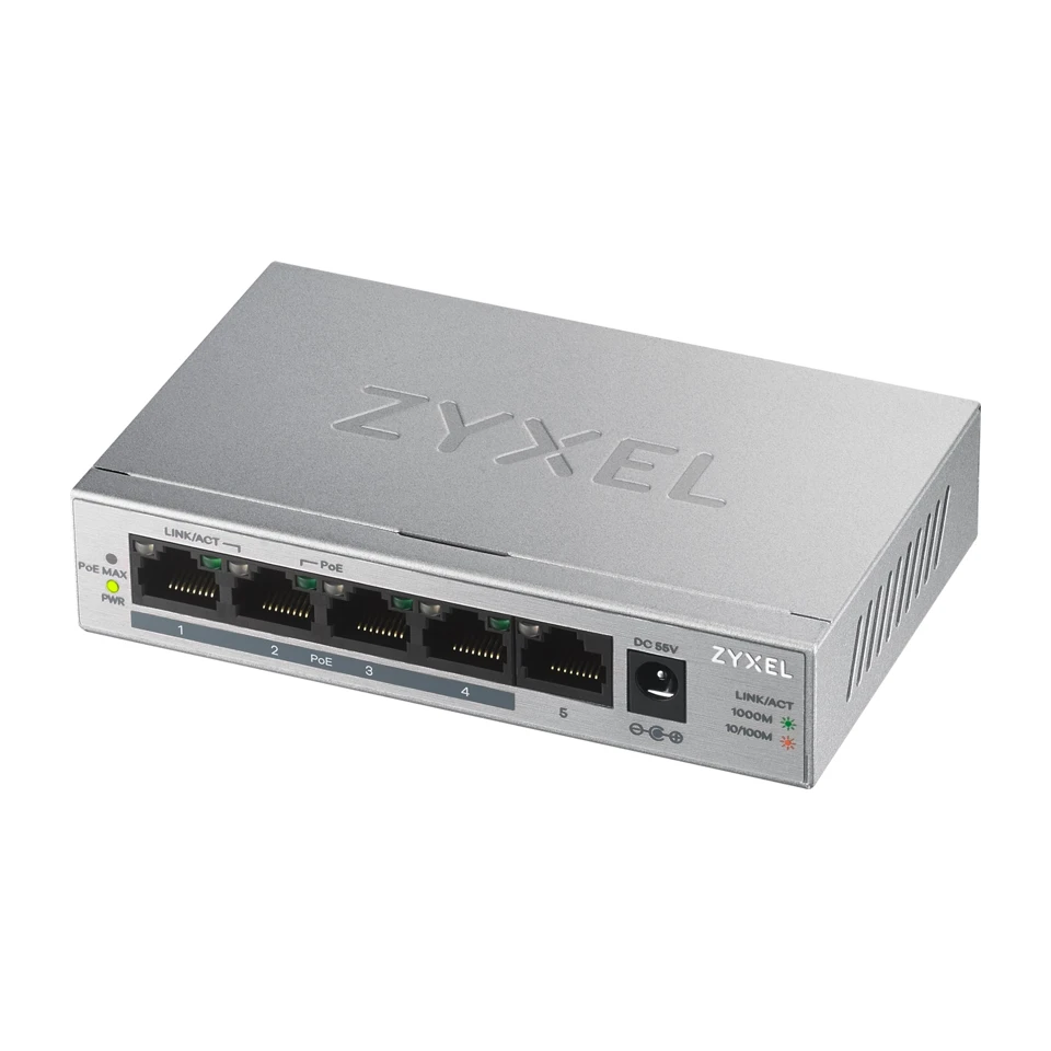 Image of Zyxel GS1005HP Switch Gigabit Ethernet non gestito (10/100/1000) Power over Ethernet (PoE) Argento