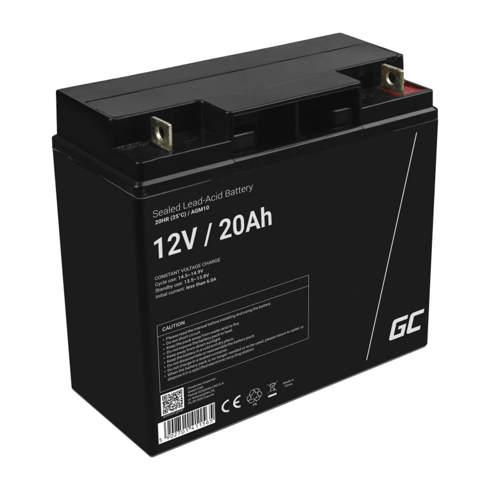 Image of Batteria ricaricabile industriale Verde Cell AGM10 al piombo sigillata (VRLA) 20000 mAh 12 V
