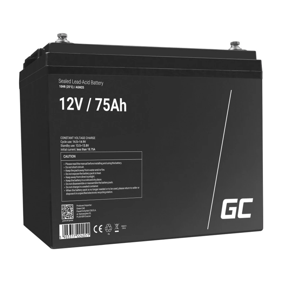 Image of Batteria UPS al piombo sigillata Verde Cell AGM25 (VRLA) 12 V 75 Ah