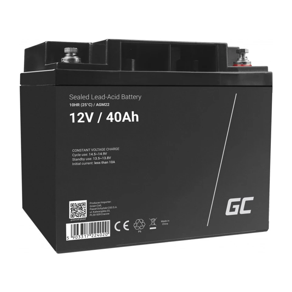 Image of Batteria UPS al piombo sigillata Verde Cell AGM22 (VRLA) 12 V 40 Ah