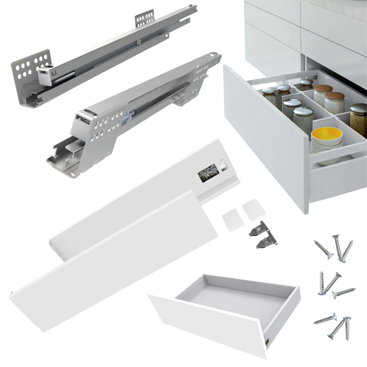 Kit Per Cassetto ad Estrazione Totale Modello SLIM Portata 45kg Indaux Ariane S - Imagen 9 de 11