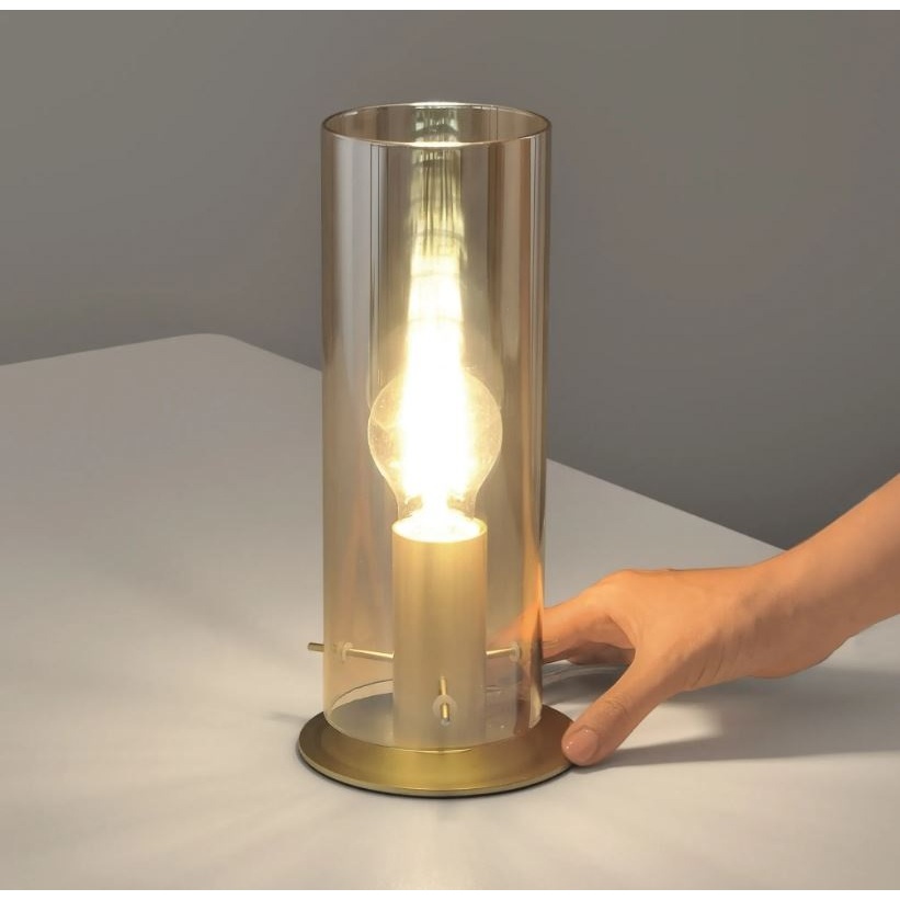 LAMPADA DA TAVOLO MAGIC 1XE27 D.13X23CM ORO/AMBRA.