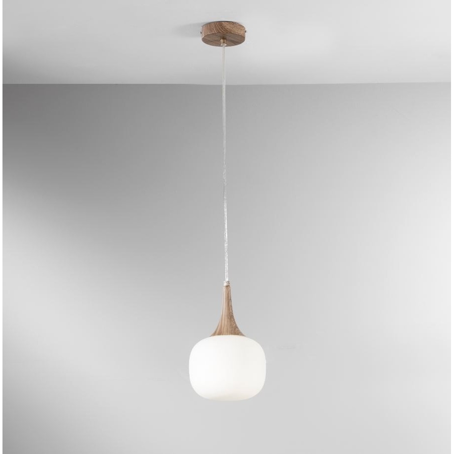 LAMPADARIO JAIPUR 1XE14 D.17X150CM LEGNO/BIANCO