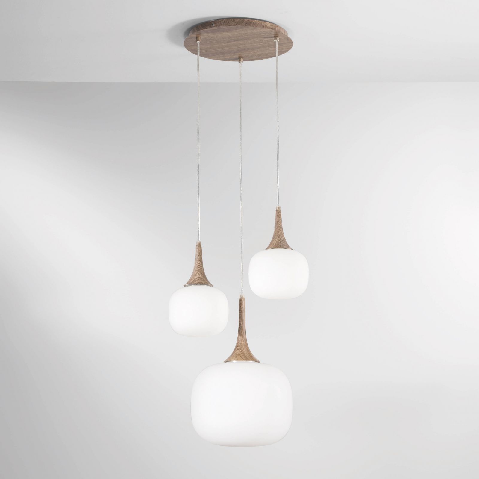 LAMPADARIO JAIPUR E27 + E14 H150CM LEGNO/BIANCO