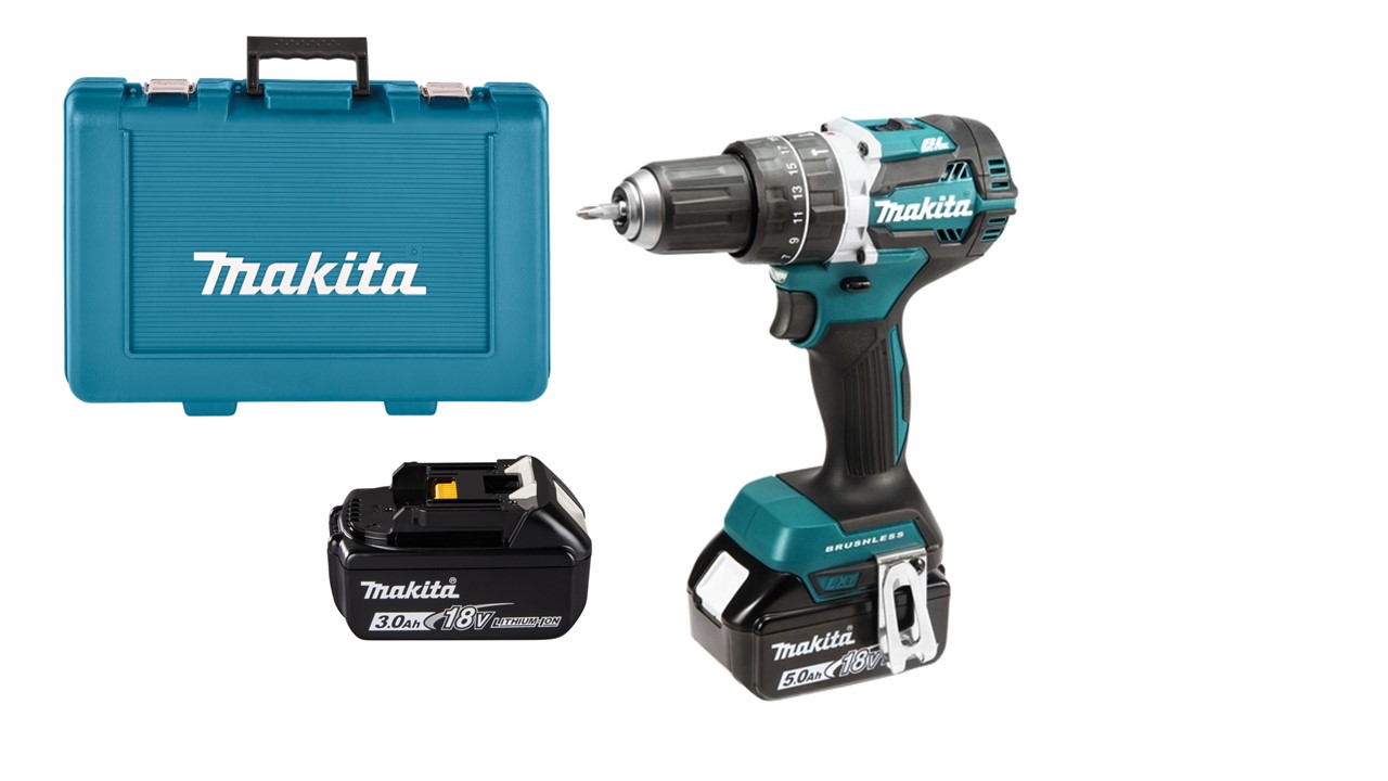 Image of Trapano avvitatore 18V brushless 54nm due batterie Makita DHP484