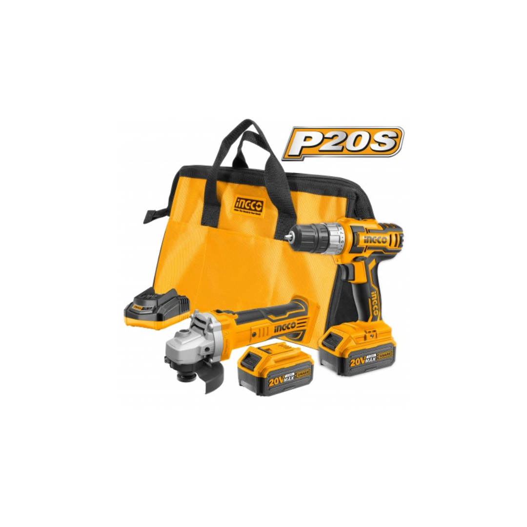 KIT TRAPANO+SMERIGLIATRICE 20V CKLI2009 INGCO