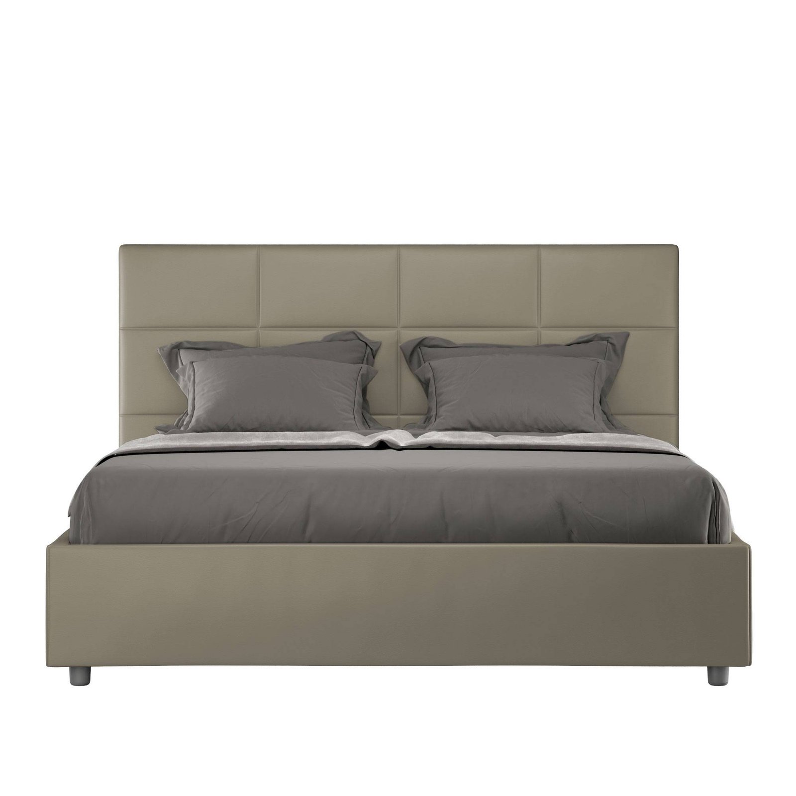 Letto Matrimoniale rivestito in Similpelle - MIKA Tipologia Letto: Alzata Doppia, Dimensione Rete: 160x200, Colore: Cappuccino