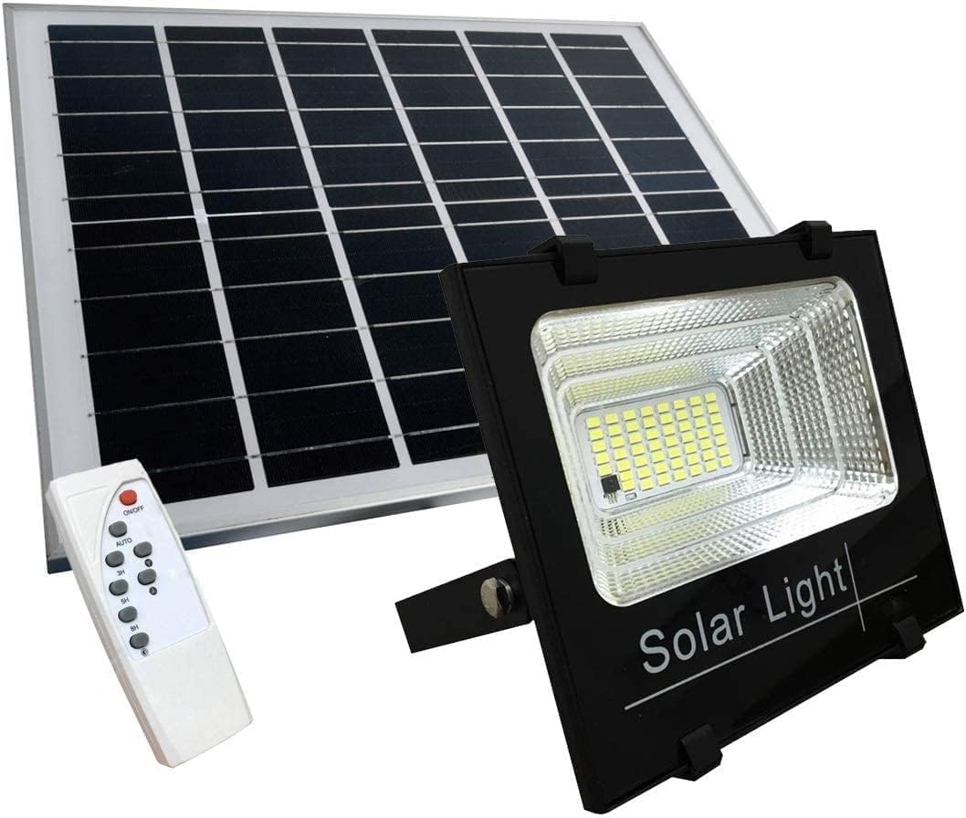 Image of Faro Led 1000W Con Pannello Solare Da Esterno Con Controllo Remoto E Telecomando