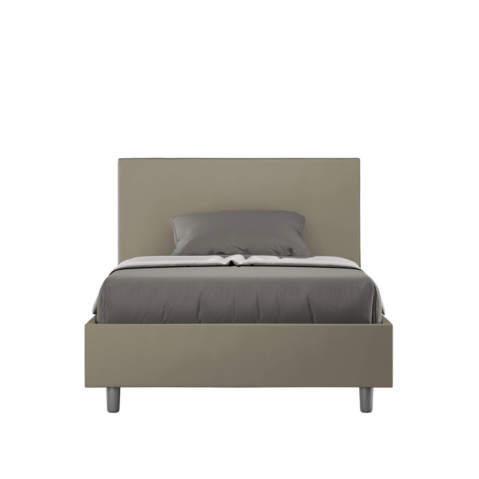 Letto una piazza e mezza rivestito in Similpelle - ADELE Colore: Cappuccino, Tipologia Letto: Con Rete, Dimensione Rete: 120x200