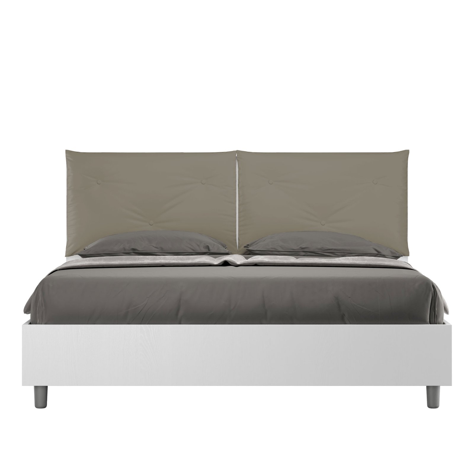 Letto Matrimoniale con cuscini in Similpelle - EGOS APPIA Dimensione Rete: 160x190, Tipologia Letto: Alzata Doppia, Colore: Cappuccino