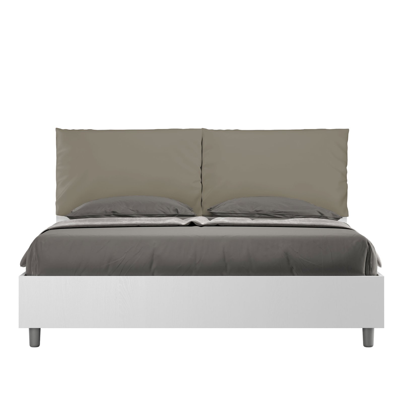 Letto Matrimoniale con cuscini in Similpelle - EGOS ANTEA Tipologia Letto: Alzata Doppia, Dimensione Rete: 160x190, Colore: Cappuccino