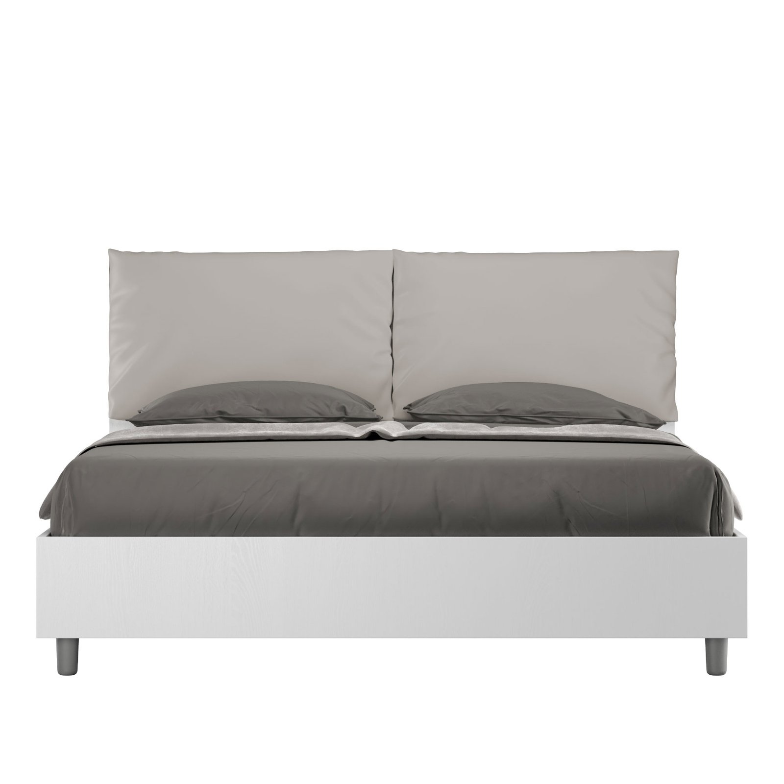 Letto Matrimoniale con cuscini in Similpelle - EGOS ANTEA Tipologia Letto: Alzata Doppia, Dimensione Rete: 160x190, Colore: Tortora