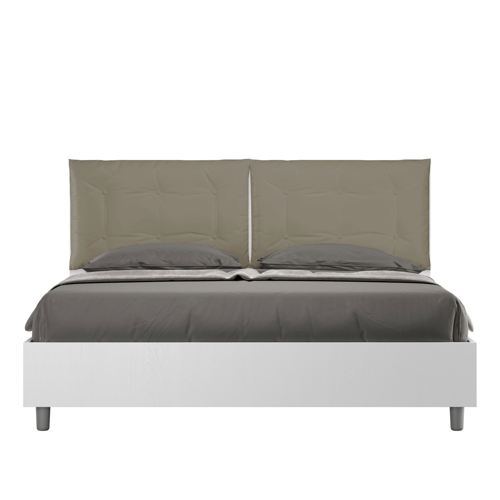 Letto Matrimoniale con cuscini in Similpelle - EGOS ANNALISA Colore: Cappuccino, Tipologia Letto: Alzata Doppia, Dimensione Rete: 160x190