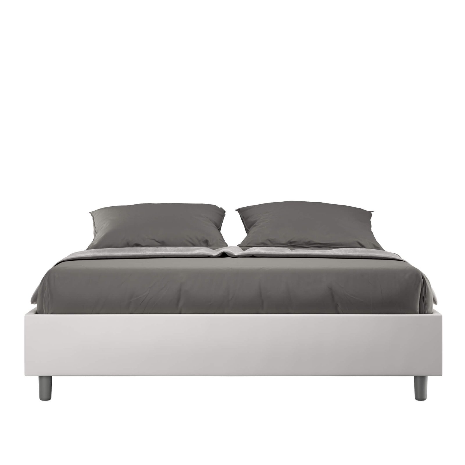 Letto Matrimoniale rivestito in Similpelle - AZELIA Dimensione Rete: 160x210, Tipologia Letto: Con Rete, Colore: Bianco