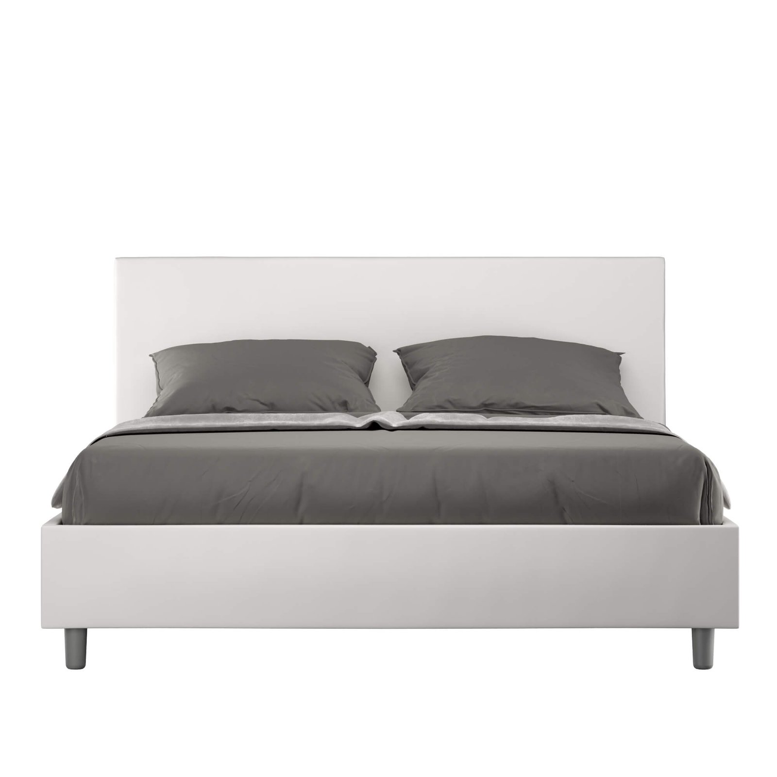 Letto Matrimoniale rivestito in Similpelle - ADELE Tipologia Letto: Alzata Doppia, Colore: Bianco, Dimensione Rete: 160x210
