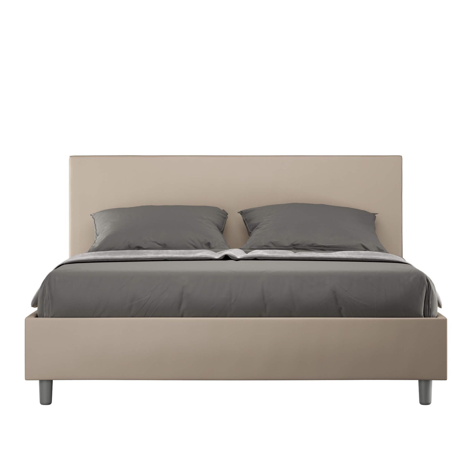 Letto Matrimoniale rivestito in Similpelle - ADELE Tipologia Letto: Alzata Doppia, Colore: Tortora, Dimensione Rete: 160x210