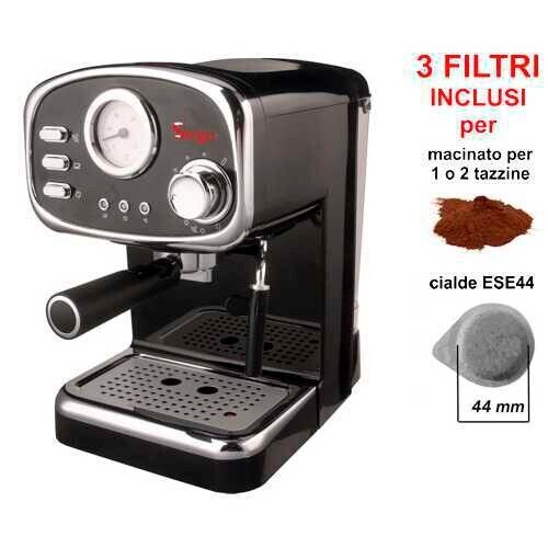 Macchina per caffè espresso e Cappuccino Retrò con 3 FILTRI polvere e cialda ESE