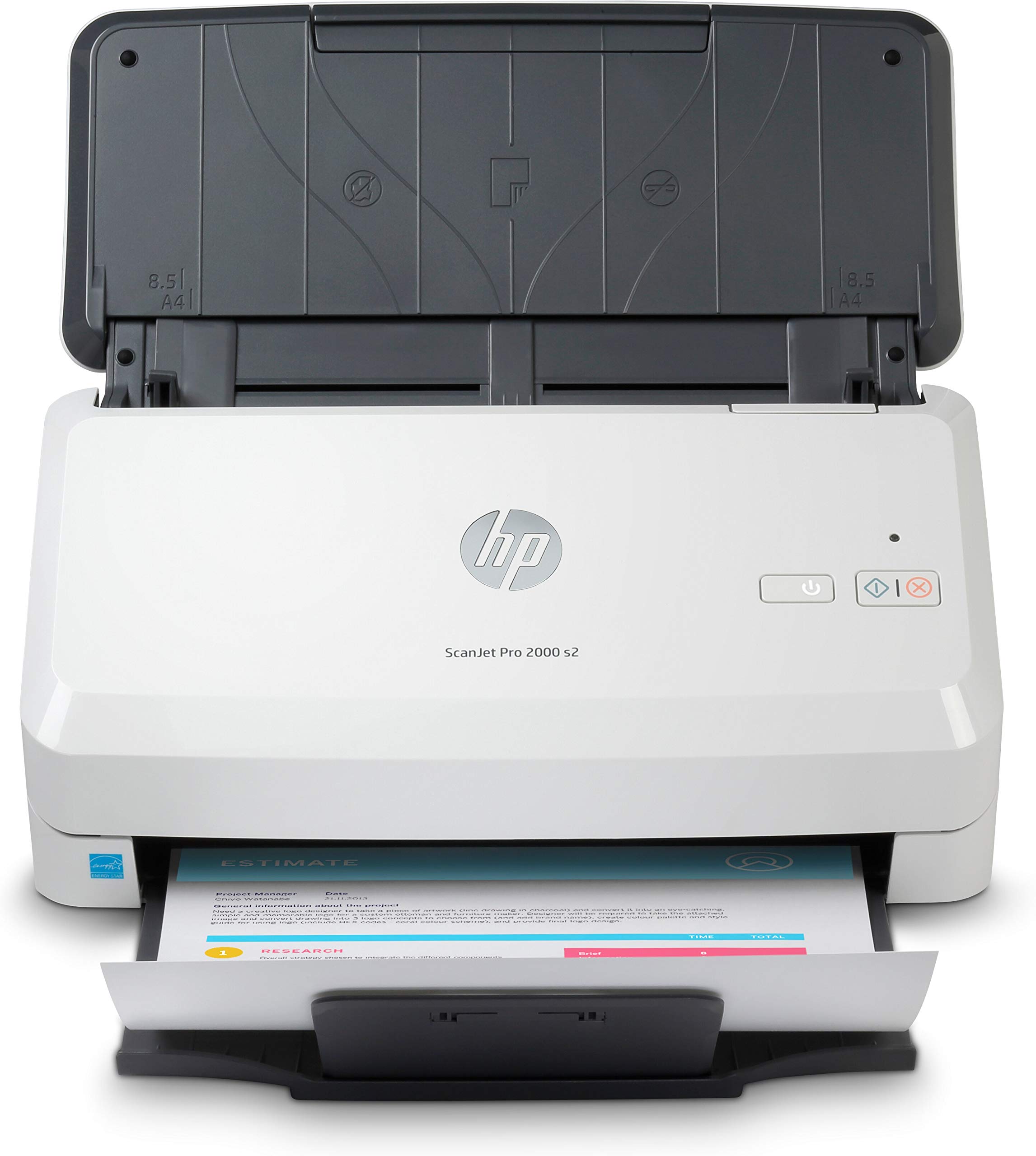 HP ScanJet Pro 2000 s2 6FW06A, Scansione fronte e retro in un solo passaggio, 35 ppm e 70 ipm, Professionale per Documenti e Immagini, Compatto, piccolo e sottile, HP Scan, Bianco