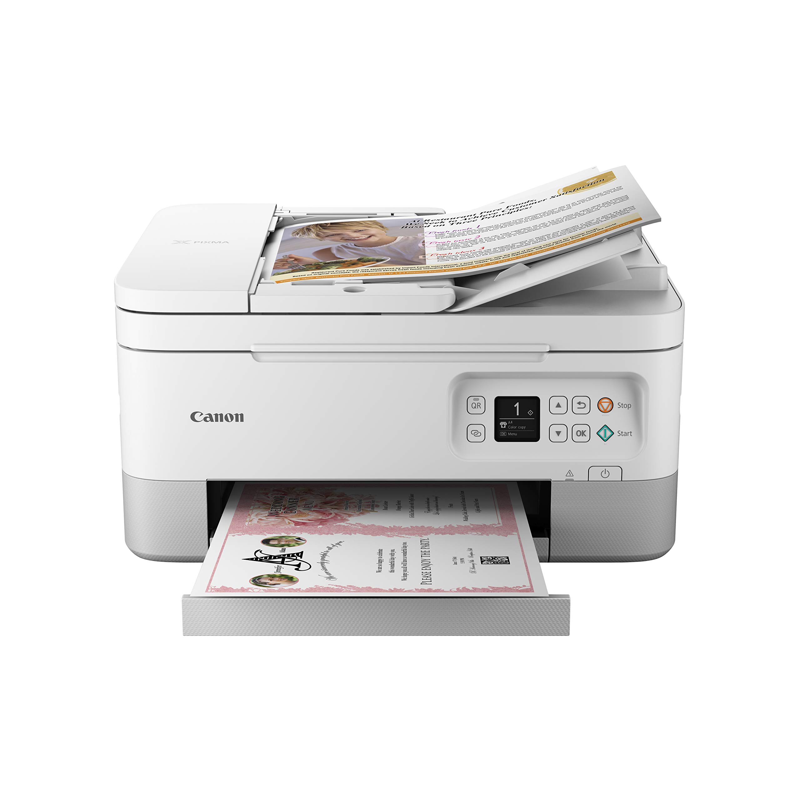 Canon PIXMA TS7451i Stampante Wifi, Multifunzione a Colori A4, Alimentatore Automatico di Documenti per Stampa Multimediale e Creativa - Ideale per Casa e Ufficio compatibile PIXMA PRINT PLAN; bianco