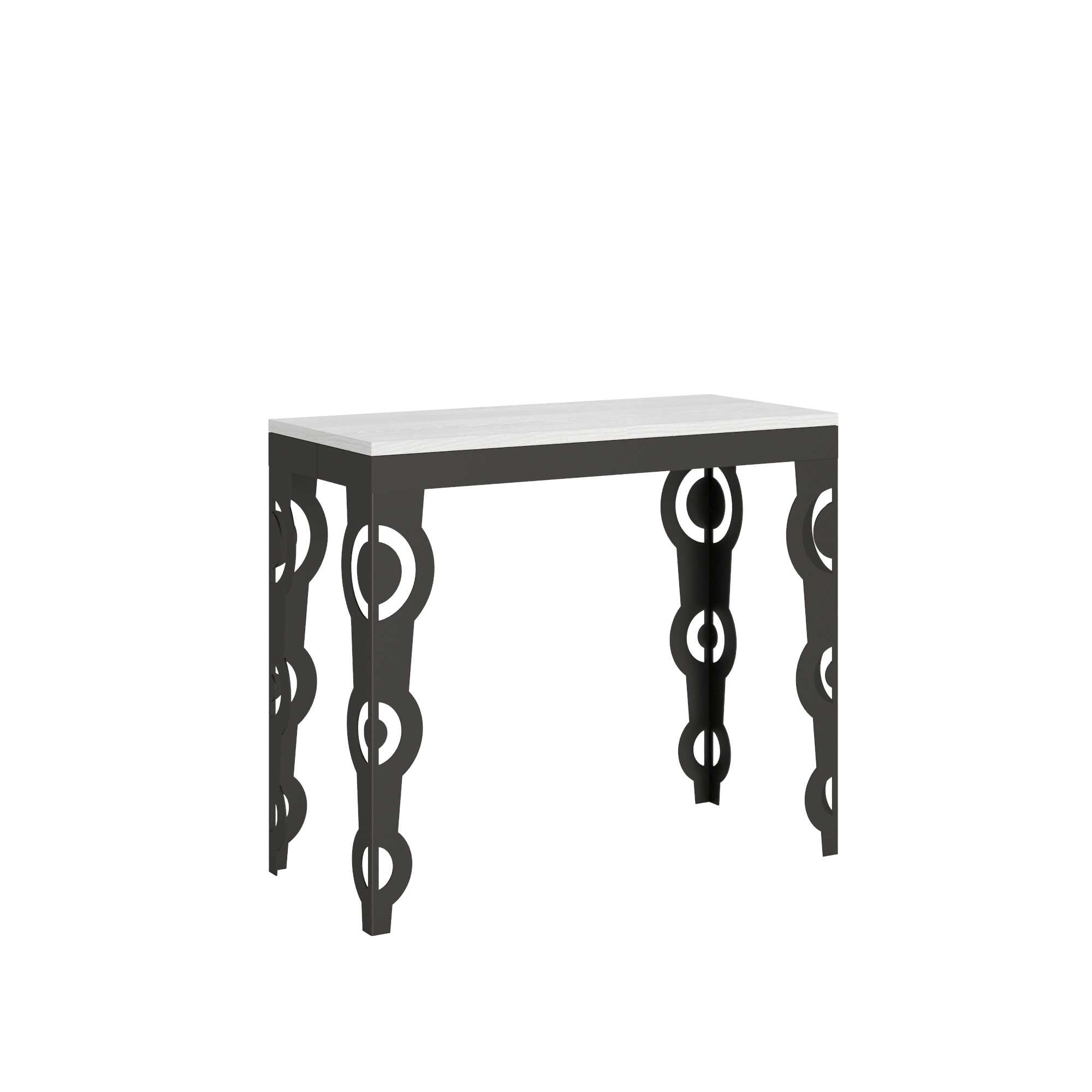 Consolle allungabile 90x40/300 cm Karayan Evolution Bianco Frassino telaio Antracite