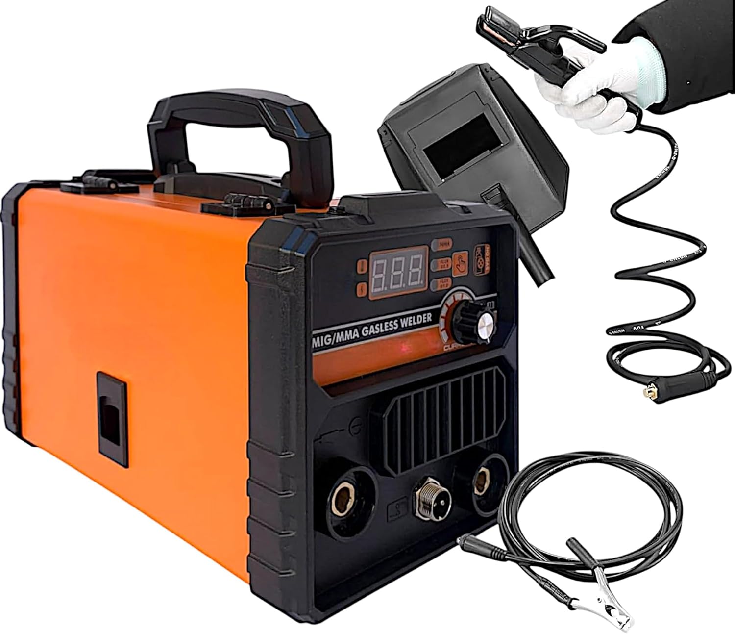 Image of Saldatrice Multiprocesso Filo Continuo MIG No GAS + MMA Elettrodo 500 Ampere Fabbro Display Digitale Portatile Saldatura MIG/MMA IGBT inverter include Maschera Torcia e Bobina di Filo Animato