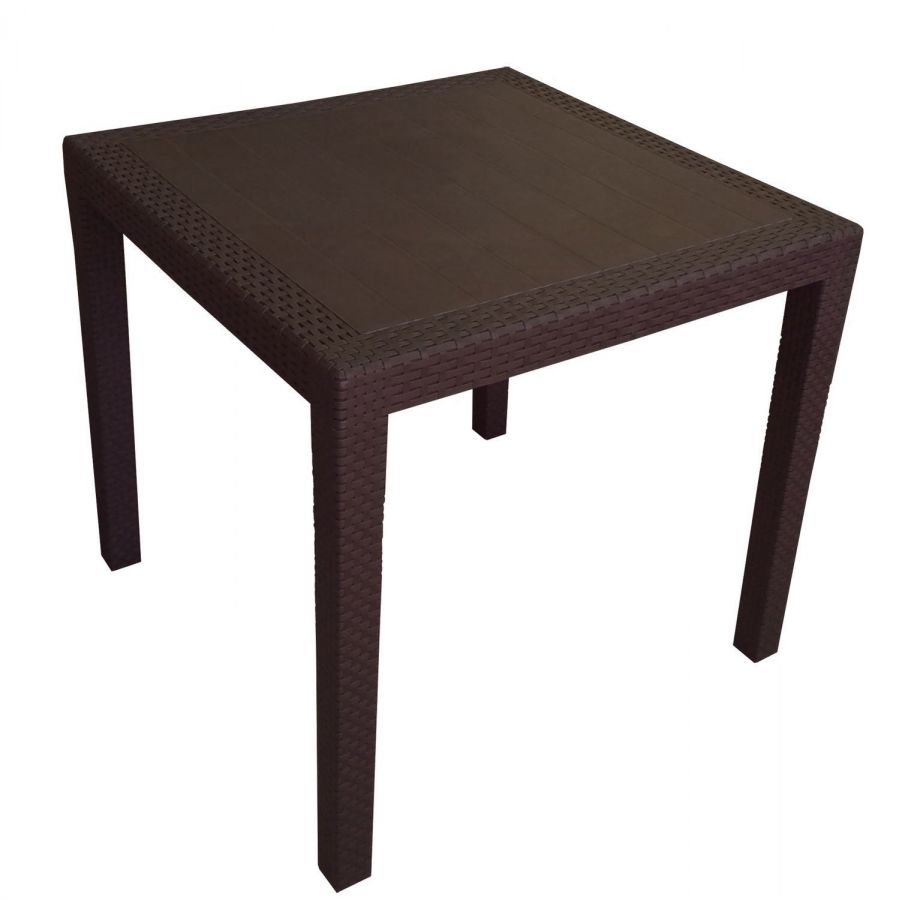 TAVOLO IN PLASTICA QUADRATO MARRONE INTRECCIATO PLP KING