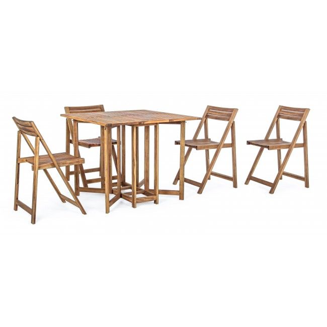SET IN LEGNO TAVOLO CON 4 SEDIE DA ESTERNO NOEMI