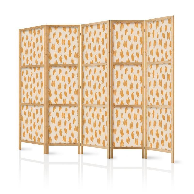 Image of Paravento giapponese - Drawn Pattern in Dots and Spots - in Shades of Orange and Ecru Larghezza x Altezza Decor: 225x172