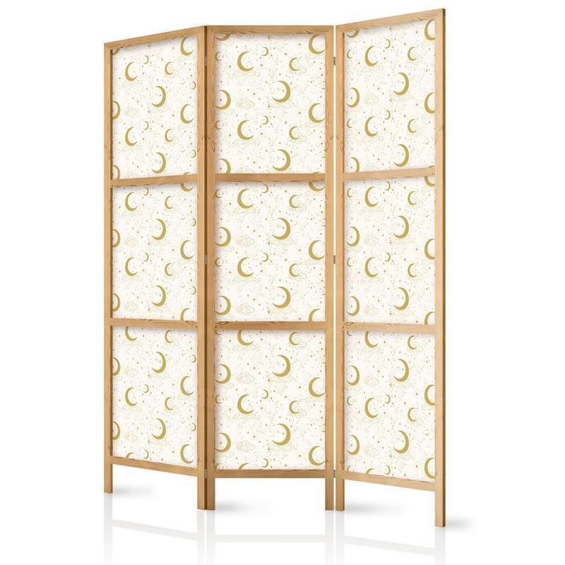 Image of Paravento giapponese - Moonlit Nights - Delicate Moons and Clouds in Warm Tones Larghezza x Altezza Decor: 135x172