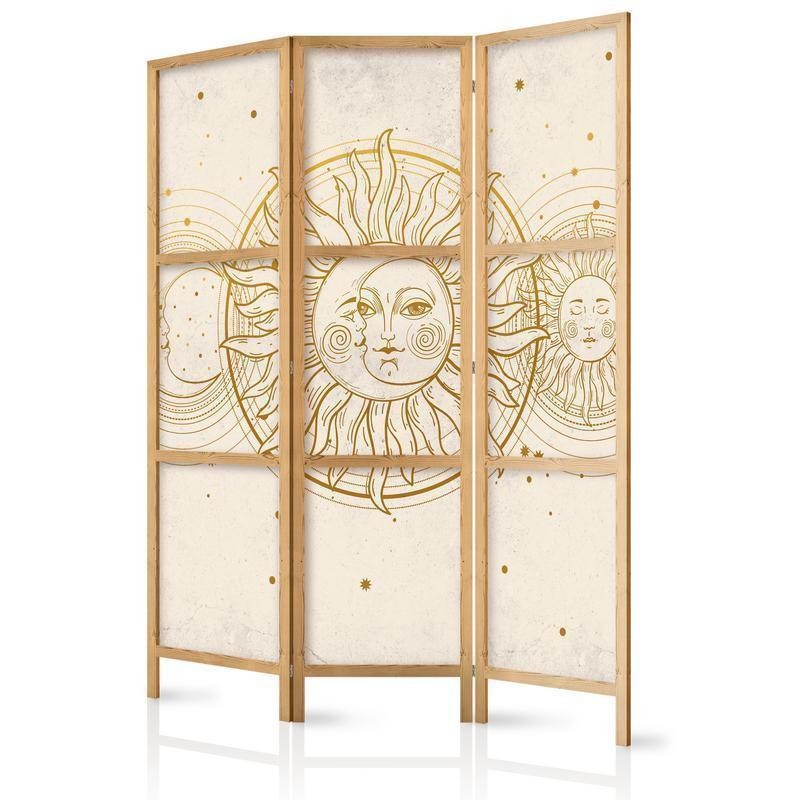 Image of Paravento giapponese - oroen Sun and Moon - Artistic Illustration in Retro Style Larghezza x Altezza Decor: 135x172