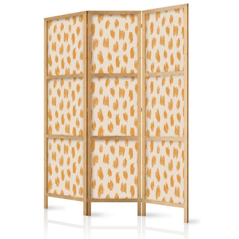 Image of Paravento giapponese - Drawn Pattern in Dots and Spots - in Shades of Orange and Ecru Larghezza x Altezza Decor: 135x172