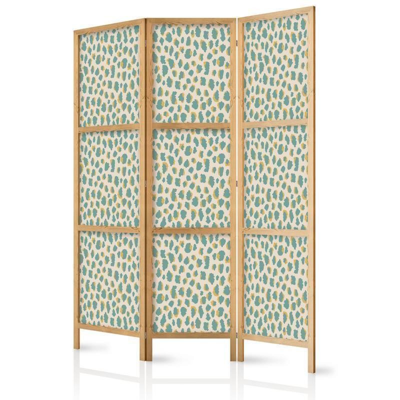 Image of Paravento giapponese - Giraffe Pattern - Animal Pattern in Turquoise Spots on a Light Background Larghezza x Altezza Decor: 135x172