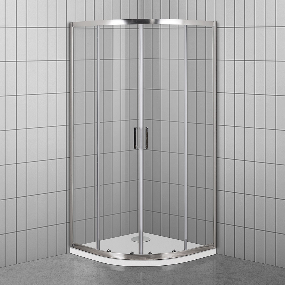 BOX DOCCIA EGO SEMICIRCOLARE REGOLABILE DA CM.87,5 A CM.88,5 IN CRISTALLO TEMPERATO TRASPARENTE DA MM.5