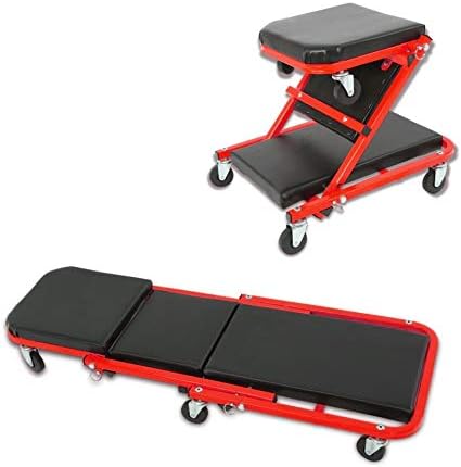Image of Carrello/Carrellino/Lettino sottoauto 2 in 1 Sgabello da Officina Lettino Riparazioni Max 150 kg per Meccanico/Officina con materassino e poggia Testa