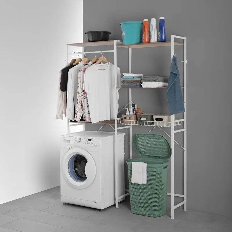 SCAFFALE SOPRA LAVATRICE IN METALLO COLORE BIANCO CM.147X34X195H.