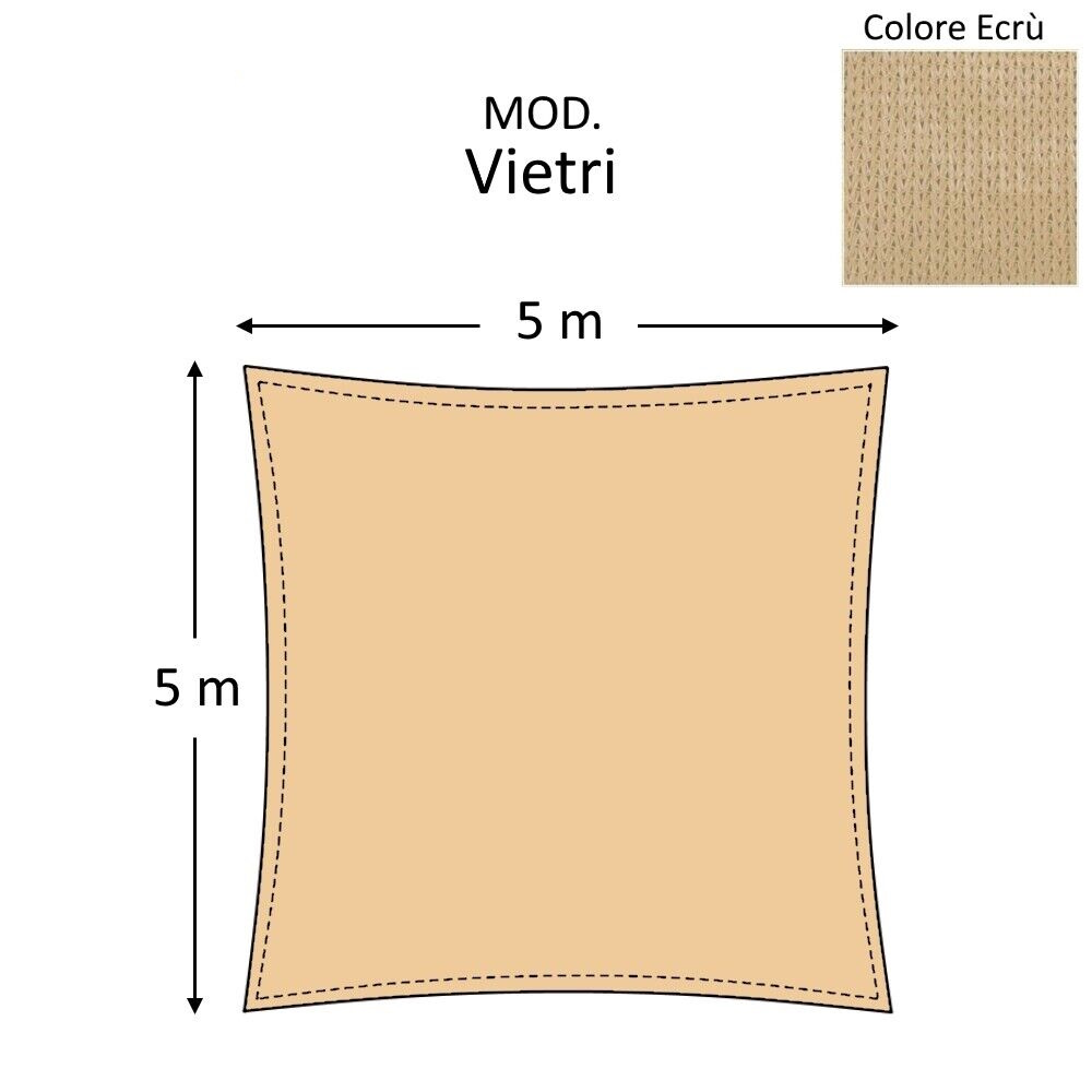 Vela ombreggiante tenda da sole telo QUADRATA RETTANGOLARE 5x5 4x6 3x3 3x4 m - Foto 10 di 16